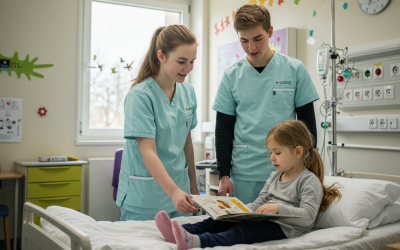 Illustrasjonsbilde Helse og oppvekstfag, barneavdeling sykehus, AI generert